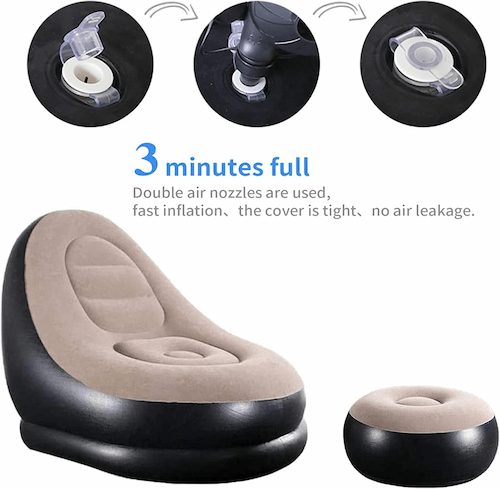 Sillón Sofá Inflable Portátil Plegable Con Reposapiés