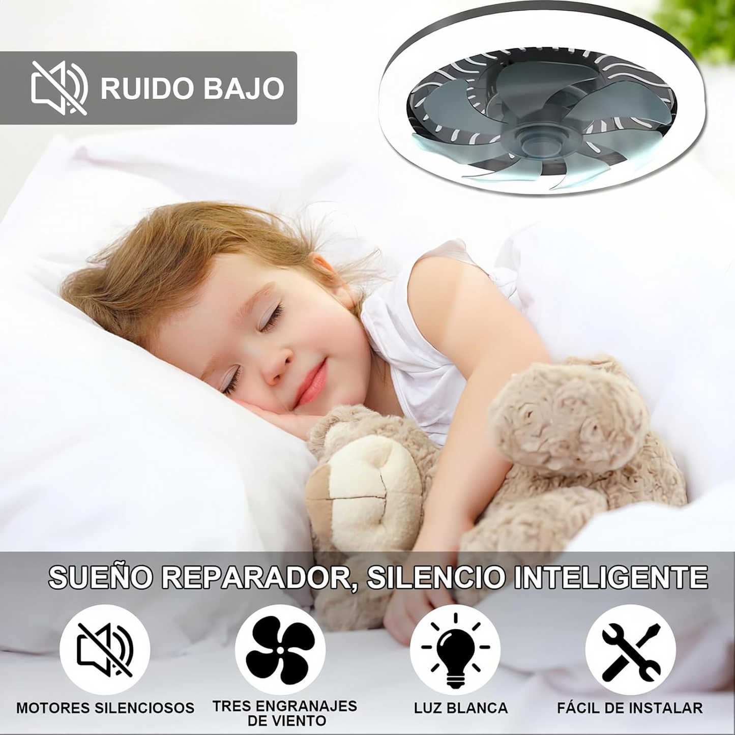 Ventilador de Techo con Luz LED